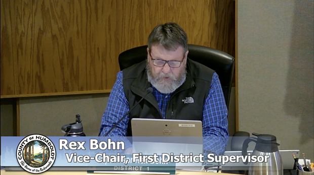 First District Supervisor Rex Bohn reads a prepared apology. - SCREENSHOT