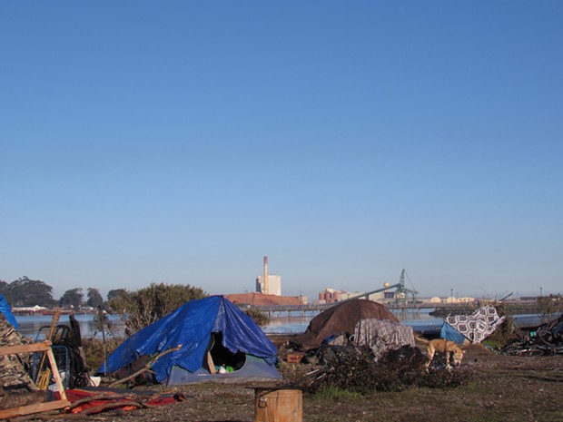 A camp on the Eureka waterfront. - FILE