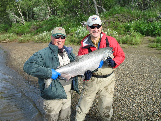 Alito in Alaska with a fishing guide. He stayed at the King Salmon Lodge, a luxury fishing resort that drew celebrities, wealthy businessmen and sports stars, courtesy of Rob Arkley. - PHOTO OBTAINED BY PROPUBLICA