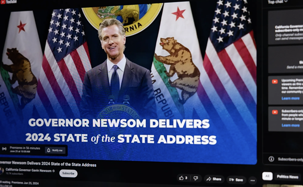 Gov. Gavin Newsom delivers a pre-recorded State of the State address via YouTube on June 25, 2024. - MIGUEL GUTIERREZ JR., CALMATTERS