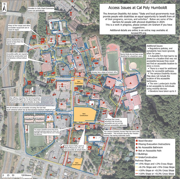 A campus accessibility map. - CREATED BY PROFESSOR JIM GRAHAM