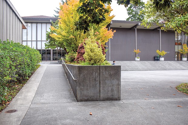 A ramp offers an alternative to the stairs on the Balabanis Art Quad. - PHOTO BY THADEUS GREENSON