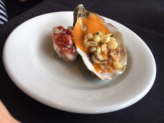 A luxe lobster and Oyster dish from Five Eleven. - JENNIFER FUMIKO CAHILL