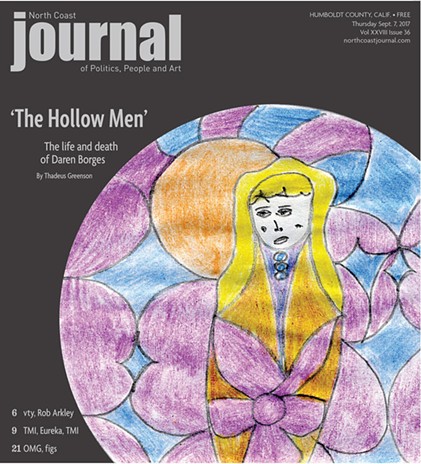 This week's cover is a drawing by Daren Borges. The headline, 'The Hollow Men,' is a title of a work by his favorite poet, T.S. Elliot.