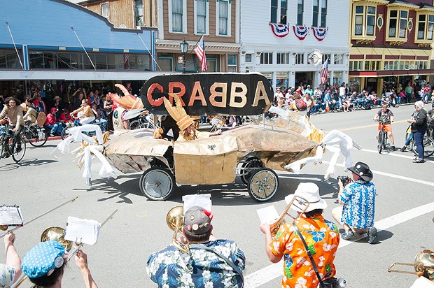 Team CRABBA and others celebrated a glorious crossing of the Ferndale finish line. - PHOTO BY MARK MCKENNA