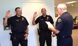 Jacy Tatum is sworn in as a Rohnert Park police sergeant in July 2015. - CITY OF ROHNERT PARK POLICE & FIRE FACEBOOK PAGE