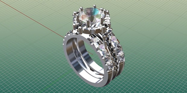 A computer-aided design model allows Abraxas customers to see the custom ring before it’s fabricated.