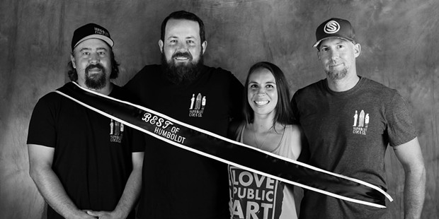 Group photo: Jamie Ashdon, Tom Hart, and Michelle and Darren Cartledge of Humboldt Cider Co.