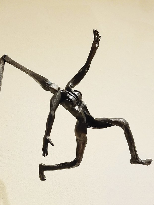Detail of Monica Coyne's 2019 mild steel sculpture "Spun."