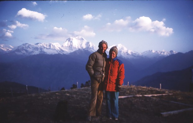 Louisa Rogers and her husband, Barry Evans, in the Himalayas near Dhaulagiri.