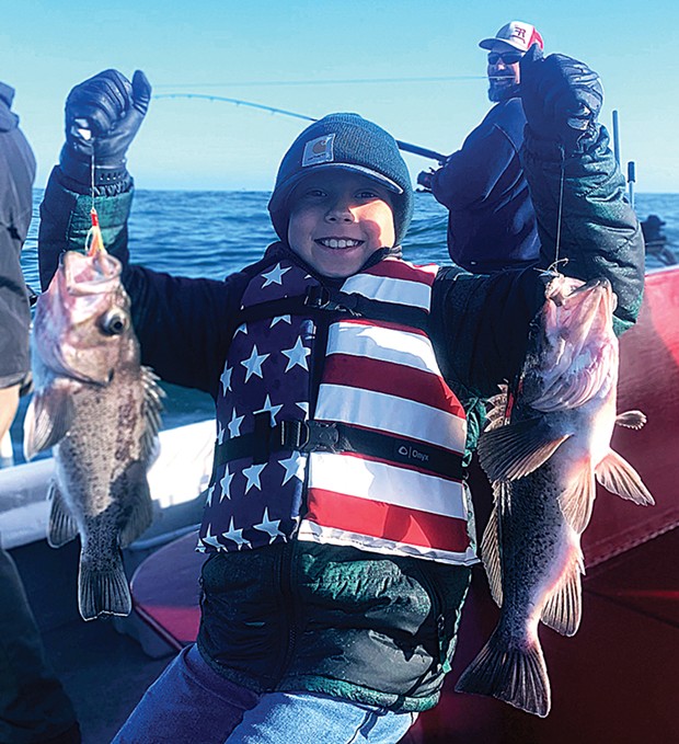Nine-year-old Joey Swancey, of Palo Cedro, scored a pair of black rockfish while fishing out of Trinidad Monday.