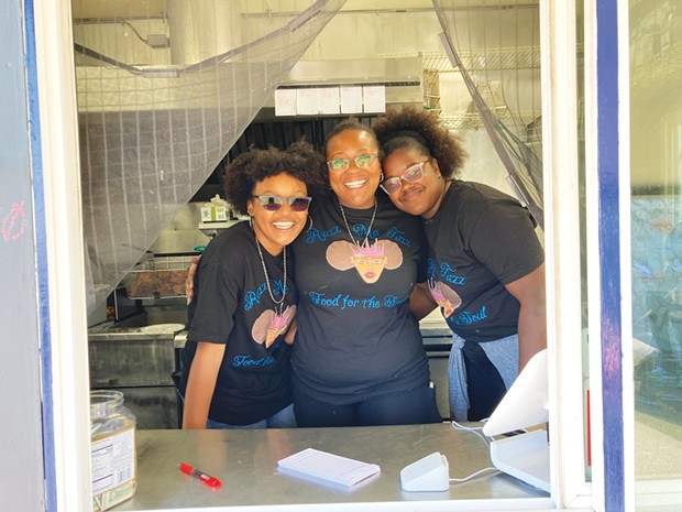 LaToya Fields and her daughters Taziyah Harris and Caci Fowler in the Razz-Ma-Tazz soul food truck.