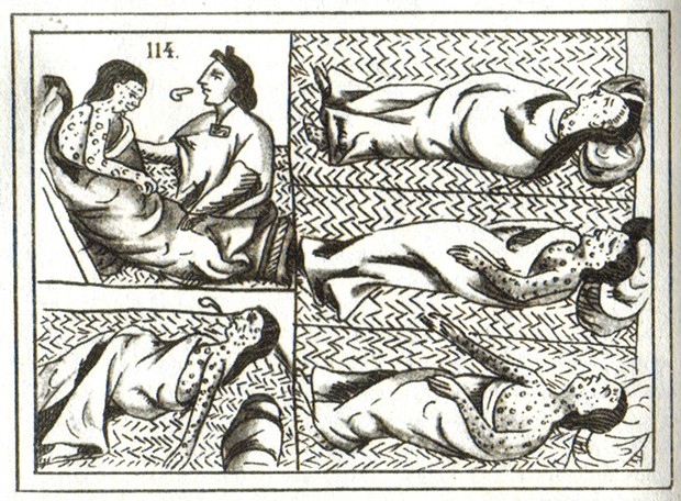 16th century Aztec drawing of smallpox victims.