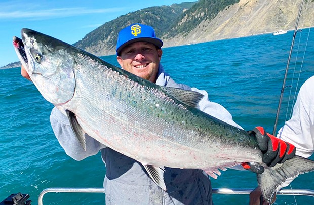 Chris Contreras, of Garberville, landed a nice Chinook salmon while fishing out of Shelter Cove last season. Ocean salmon anglers could face a more restricted season due to low Klamath numbers.