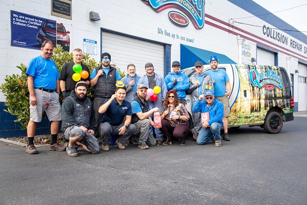 The Quality Body Works crew celebrating their sixth consecutive Best Autobody Shop in Humboldt win