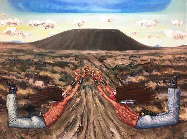 "The Amboy Crater," 2020, oil on canvas by Jesse Wiedel, from the Seven Day Weekend show at Synapsis.