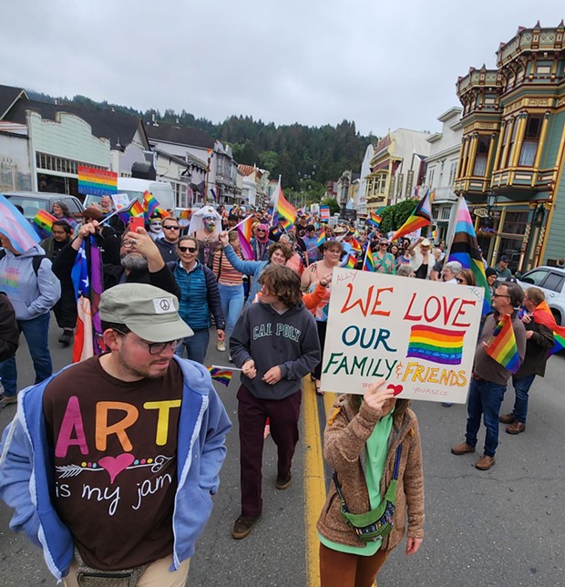 The Pride parade makes its way down Ferndale's Main Street.