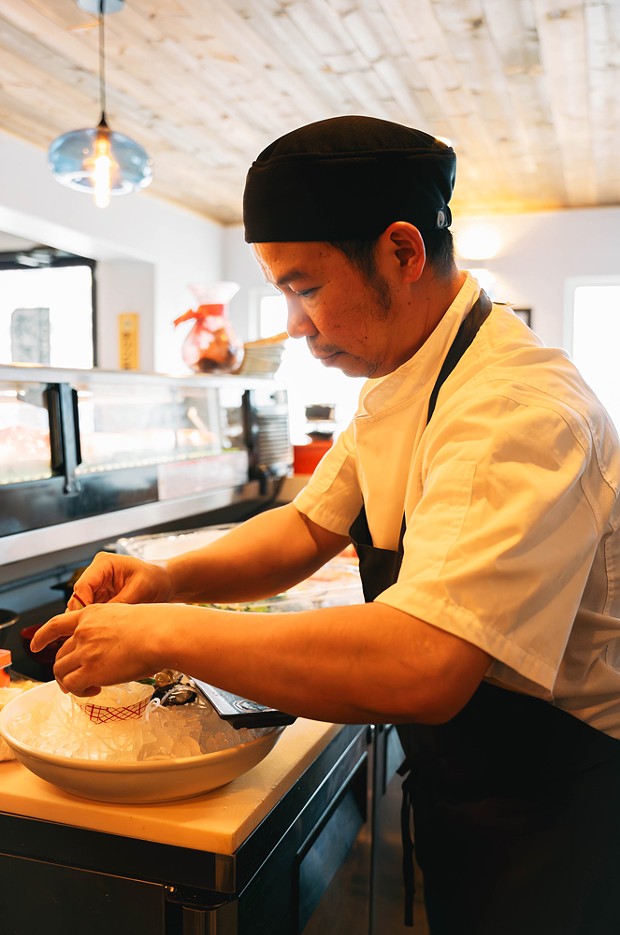 Chef Joe Tan behind Nori's sushi counter.