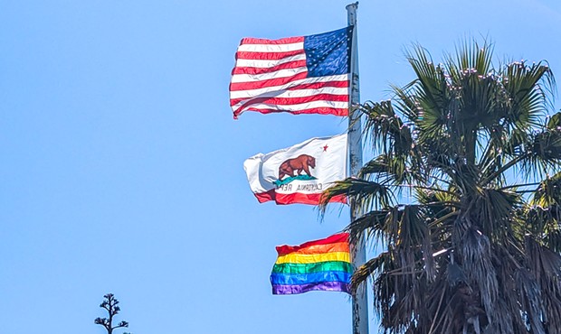 A replacement Pride flag flies at the Humboldt County Courthouse until a new Progress Pride flag arrives.