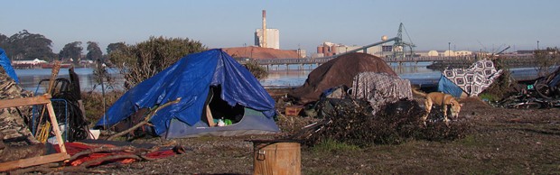 A camp on the Eureka waterfront.