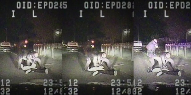 Still frames from a Dec. 6, 2012 Eureka police video.
