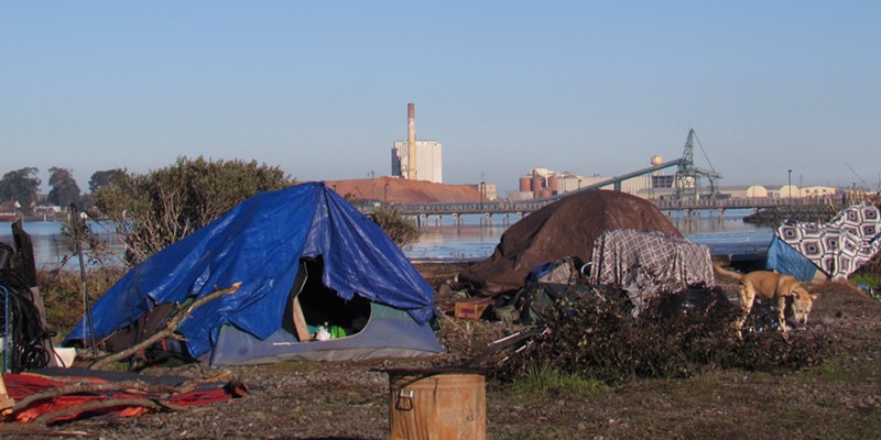 A camp on the Eureka waterfront.