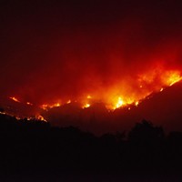 Fire burns the hills north of Upper Lake on Tuesday night.