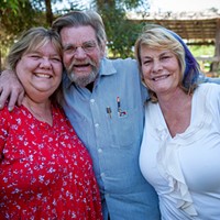 Former Blue Ox teacher Debbie Holton (left) with Eric and Viviana Hollenbeck at the reunion