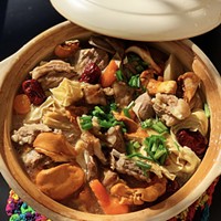 A hearty one-pot meal of lamb and wild mushrooms for fall evenings.