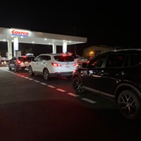 The line for gas at Costco in Eureka stretched out of the parking lot and around the block Tuesday evening.