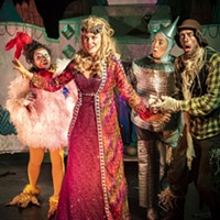 Princess Langwidere (Marguerite Boissonnault), Billina the Chicken (H. Veenadari Lakshika Jayakody), the Tin Man (Hannah Shaka) and Scarecrow (Andrew Lupkes) in Return to Oz.