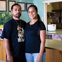 Samasoni Fonoti and Keaka Roberts-Fonoti at their Hawaiian restaurant Island Delights.