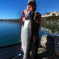 McKinleyville resident Alyssa Cardoza landed this nice king salmon last weekend while trolling the Chetco River estuary. With very little rain forecasted for the rest of the month, the Chetco estuary is the best bet for fresh kings.