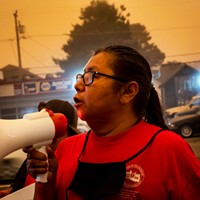 Lydia West asks for a task force dedicated to solving the cases of murdered and missing Indigenous women during a Sept. 9 protest at the Humboldt County Courthouse.