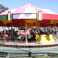 The Harper Motors carousel where it once stood on the Harper Motors lot.
