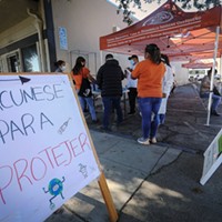 Centro Binacional para el Desarrollo Indigena Qaxaqueno (CBDIO) organized and ran a vaccination drive outside their Tulare Street offices in Fresno on Oct. 9, 2021.