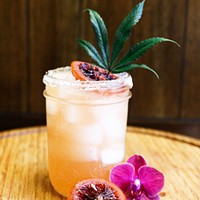 A blood orange-ginger spritzer with THC-infused honey.