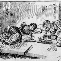 A newspaper illustration of an opium den.