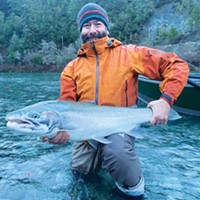 Crescent City resident Sebastian Holmes landed a nice Smith River winter steelhead last week while fishing with guide Tyler Gillespie.