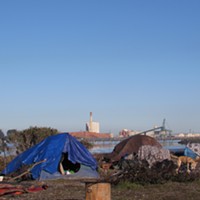 A camp on the Eureka waterfront.