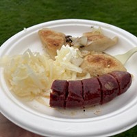 The Polish Plate from the Pudgy Pierogi stand at the Arcata Farmers Market.