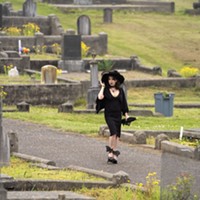 Rachel Butt had the perfect attire for a foggy cemetary walk nextdoor to Old Steeple, who hosted Goth Day Revisted on May 20.