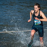 Bri Tiffany, of Arcata, was the first female runner to reach the Little River and then to cross the finish line in 37:42 (10th place overall).