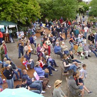 A crowd gathers at the Blue Ox Millworks and Historic Village for May Day celebration, 2005