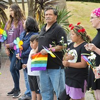 Adults and kids alike showed up for the vigil at the courthouse on Monday.