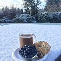 A breakfast view of the snow from Fortuna.