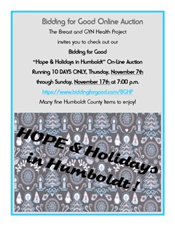 BGHP Hope & Holidays in Humboldt On-Line Auction Flyer - Uploaded by BreastHealthProject