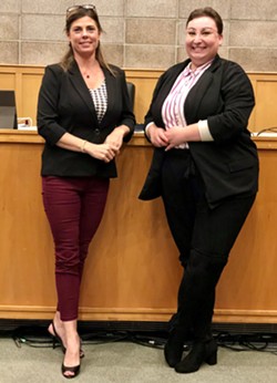 COURTESTY OF THE CITY OF ARCATA - Mayor Stacy Atkins-Salazar (left) and Vice Mayor Emily Goldstein pictured in the council chambers following their selection Oct. 21 to serve in the positions until December of 2022.