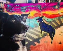 The real Zeno with a painting of Zeno by Chachi - Uploaded by Zenoscuriousgoods