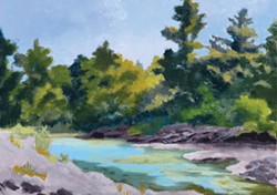 SUBMITTED - "Mad River, Sunny Day" by Lynn Niekrasz at 4th Street Mercantile.